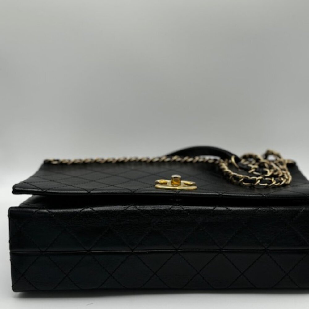 Chanel Chain Stitched Calfskin Flap Bag Medium Black Shoulder bag - Picture 6 of 17